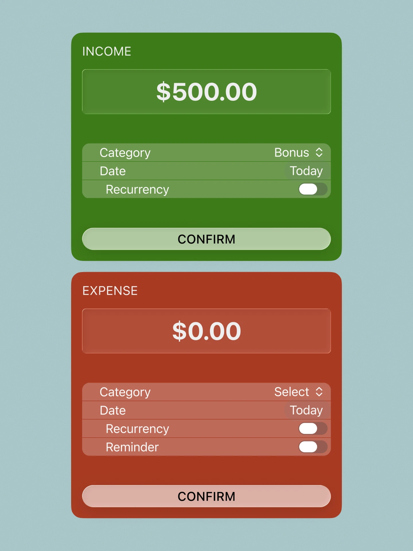 Finapp add income overlay
